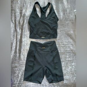 Whitney Simmons x Gymshark Biker Shorts and Crop Tank Set - Eucalyptus Green